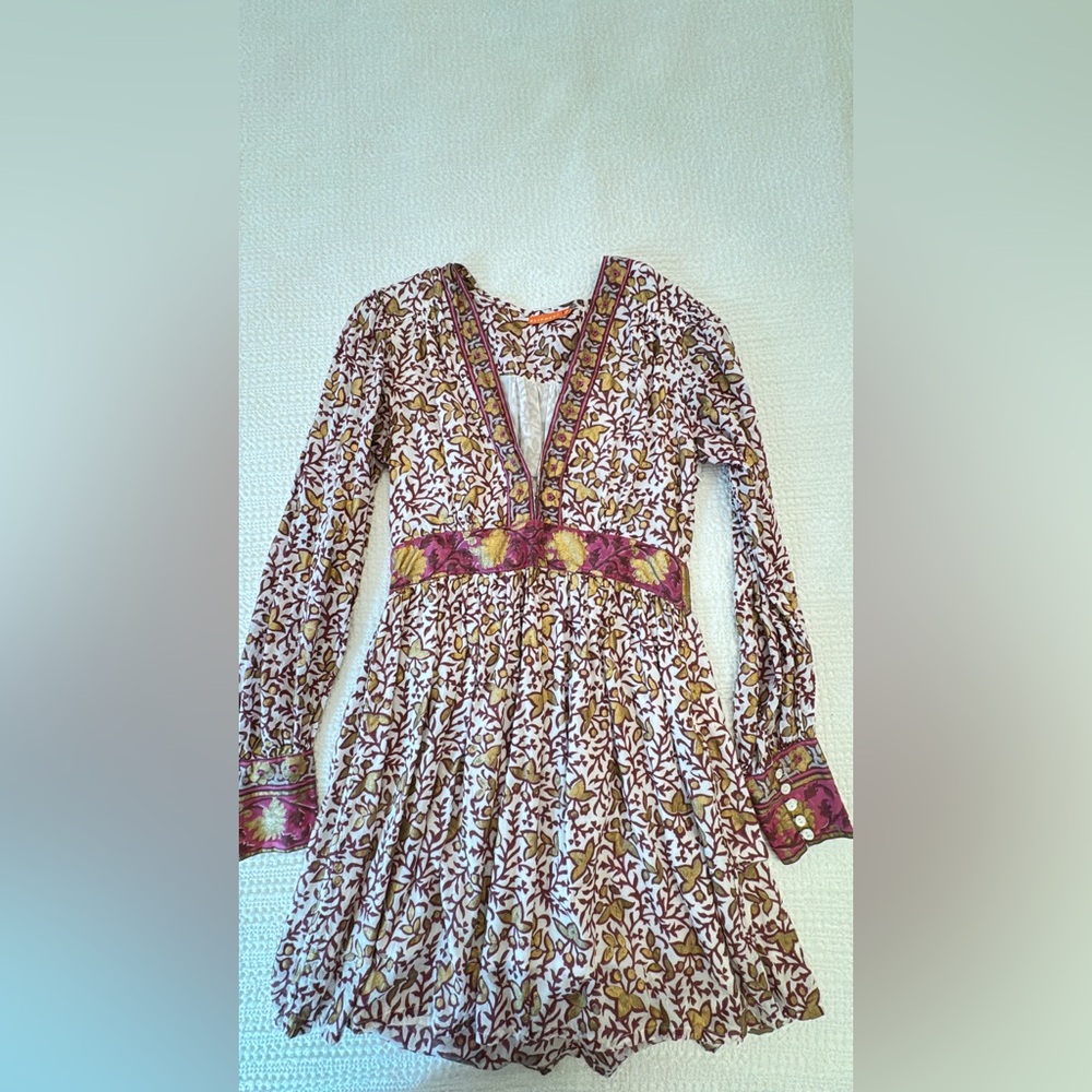Oliphant Floral Dress with Purple and Gold Details